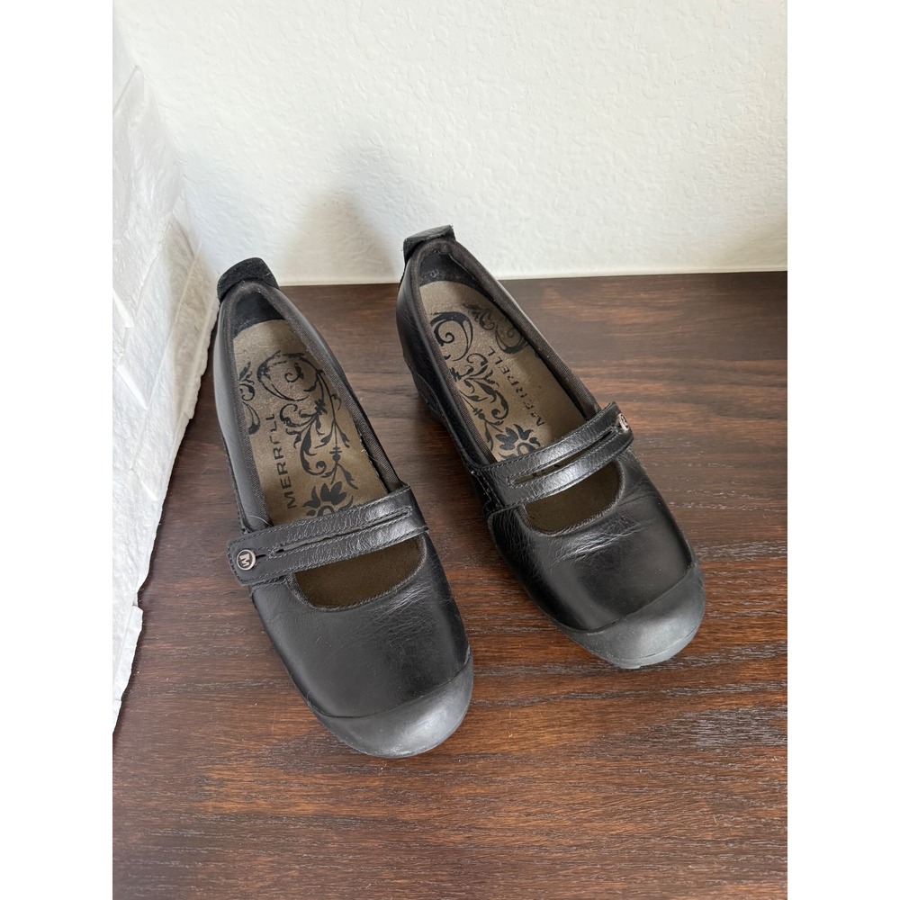 Merrell Plaza Bandeau Black Leather Mary Jane Flats Womens 7.5